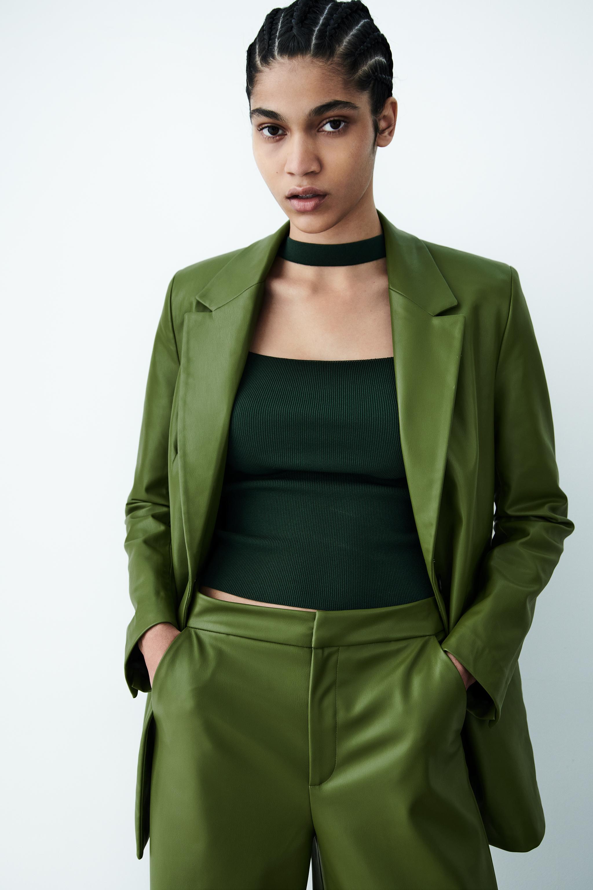 Green zara pants on sale